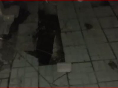 فرو نشست زمین در چهارراه فرهنگ خرم آباد
